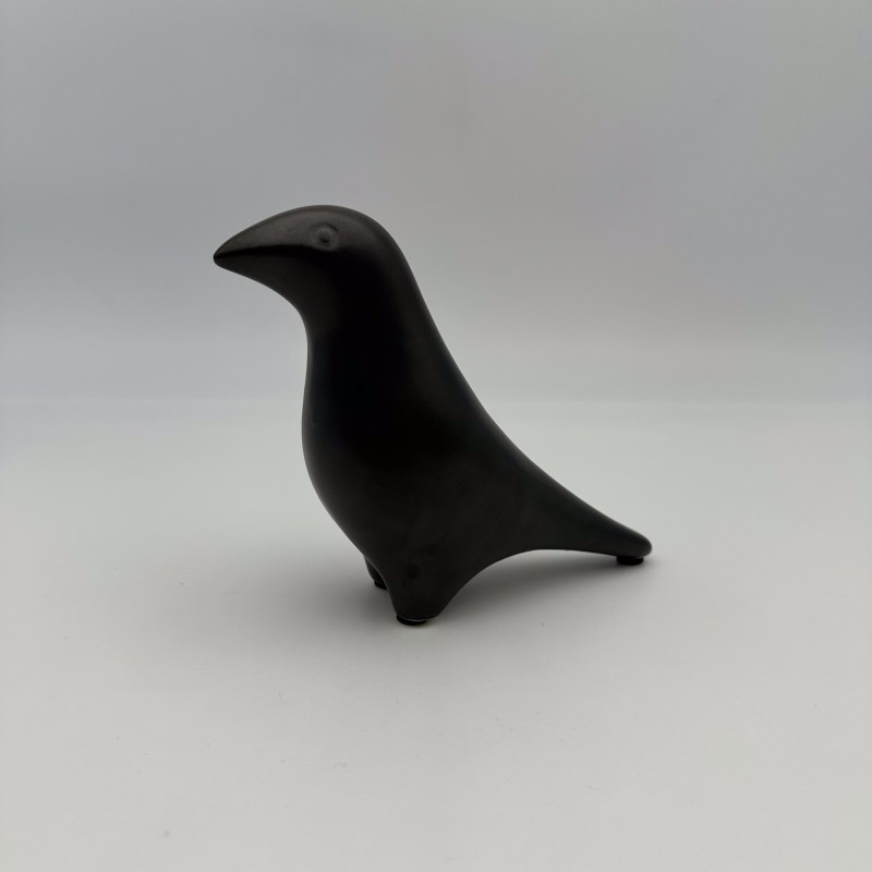 Oiseau Céramique Noire Minimaliste | Style Jouve Années 50