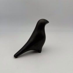 Oiseau Céramique Noire Minimaliste | Style Jouve Années 50