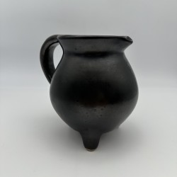 Black Ceramic Tripod Pitcher | 1950s-1960s Studio Pottery