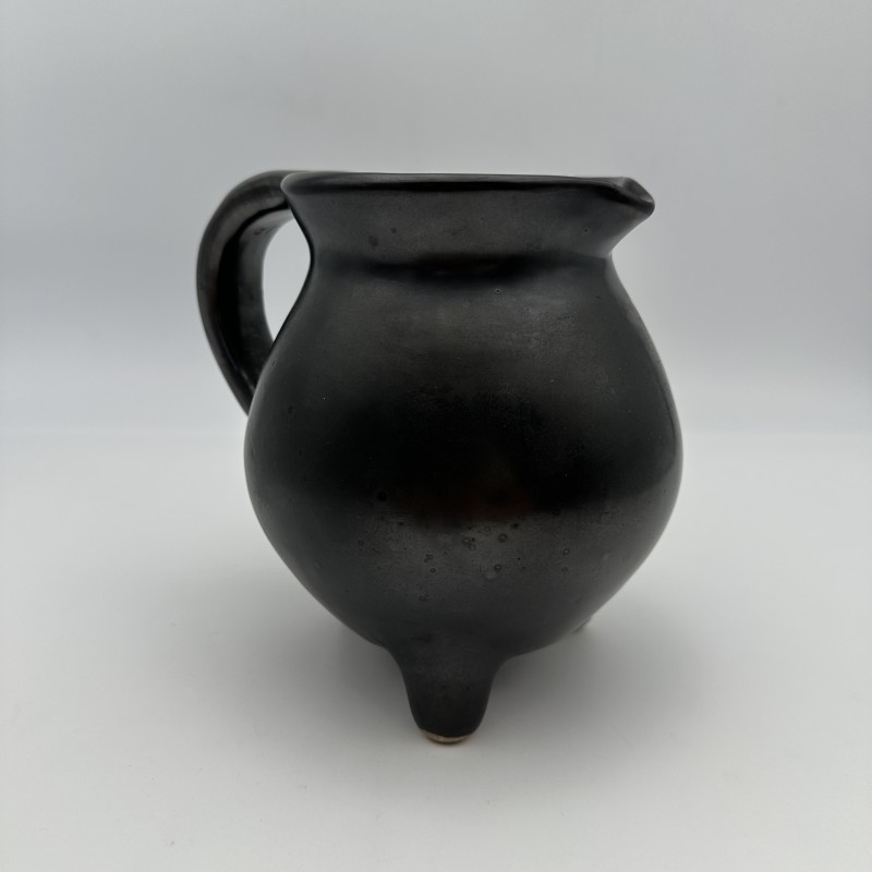 Black Ceramic Tripod Pitcher | 1950s-1960s Studio Pottery