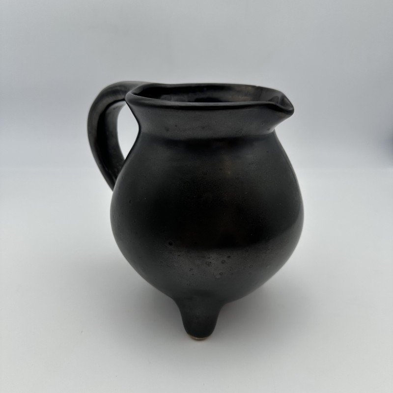 Black Ceramic Tripod Pitcher | 1950s-1960s Studio Pottery