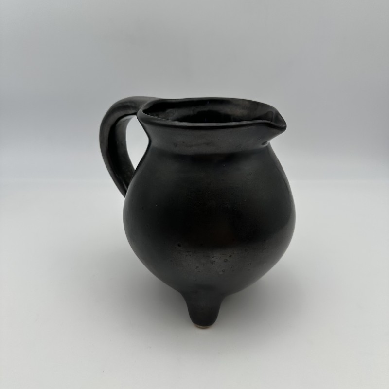 Black Ceramic Tripod Pitcher | 1950s-1960s Studio Pottery