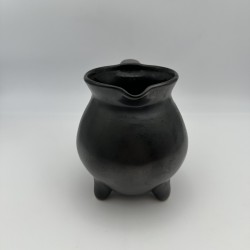 Black Ceramic Tripod Pitcher | 1950s-1960s Studio Pottery