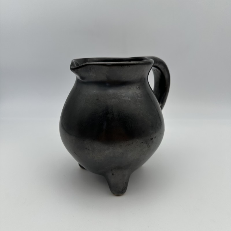 Black Ceramic Tripod Pitcher | 1950s-1960s Studio Pottery