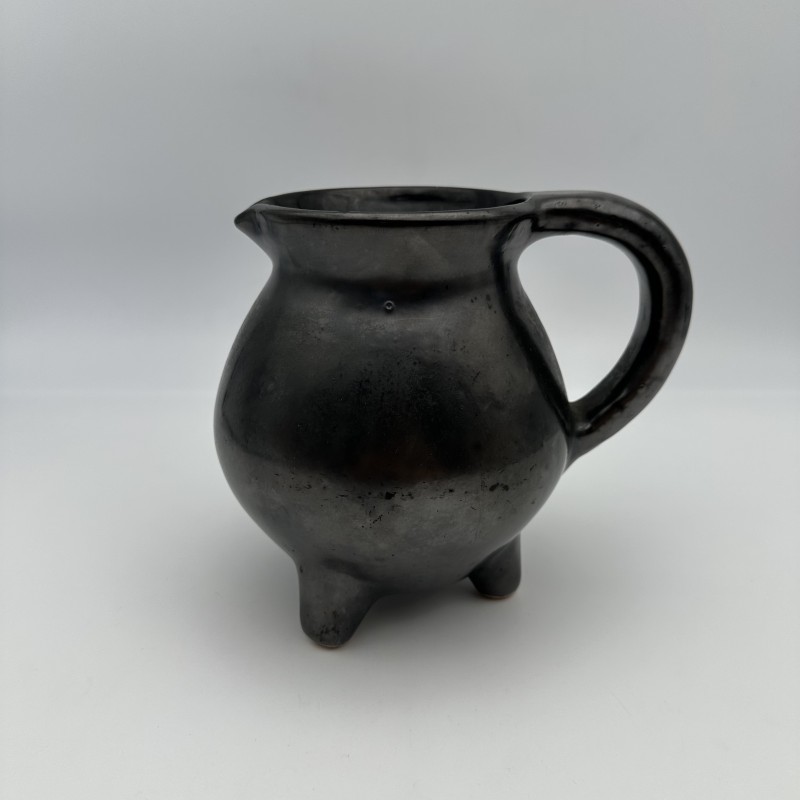 Black Ceramic Tripod Pitcher | 1950s-1960s Studio Pottery