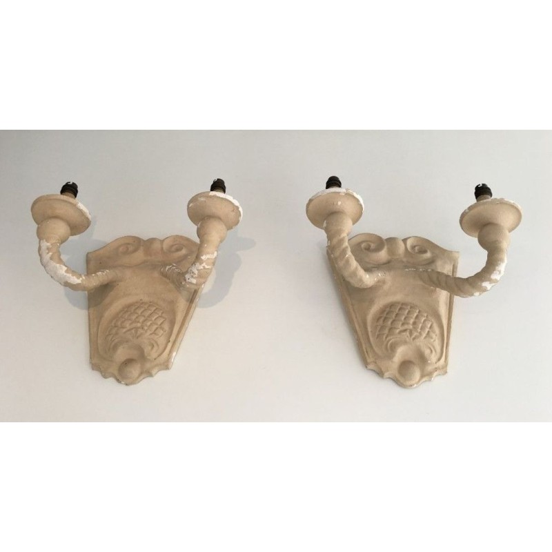 Pair of Plaster Wall Sconces