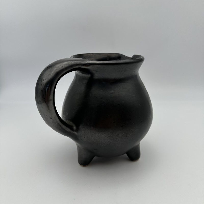 Black Ceramic Tripod Pitcher | 1950s-1960s Studio Pottery