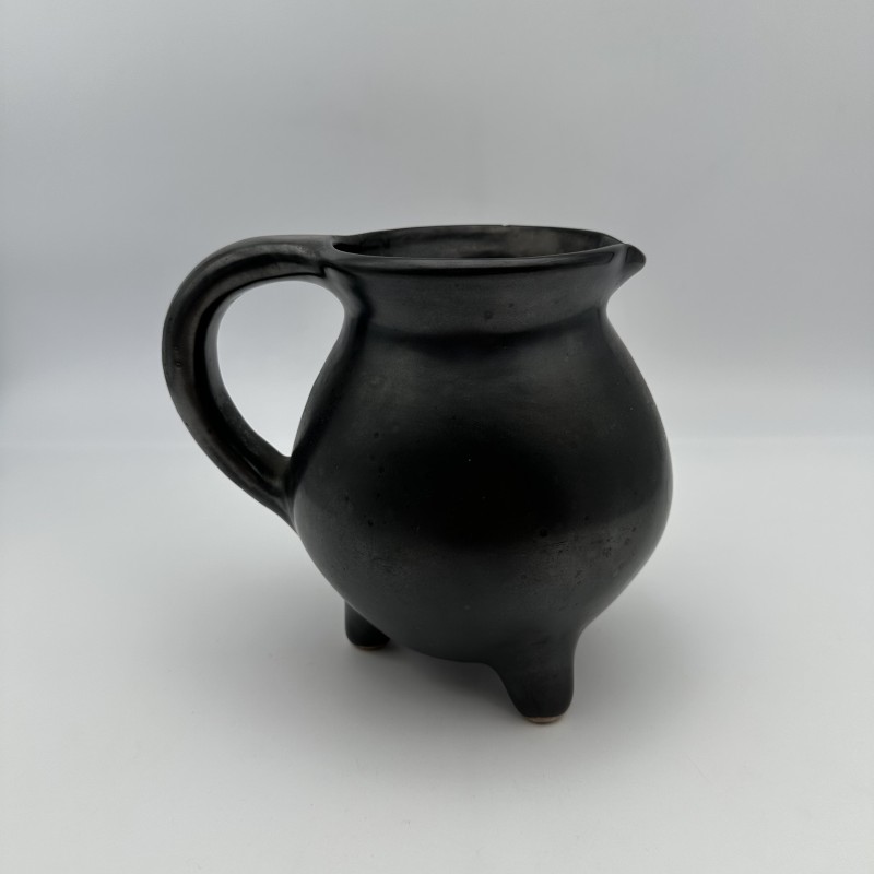 Black Ceramic Tripod Pitcher | 1950s-1960s Studio Pottery