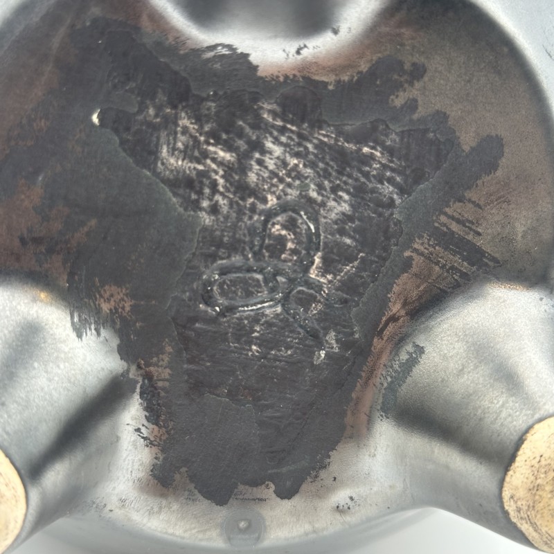 Black Ceramic Tripod Pitcher | 1950s-1960s Studio Pottery