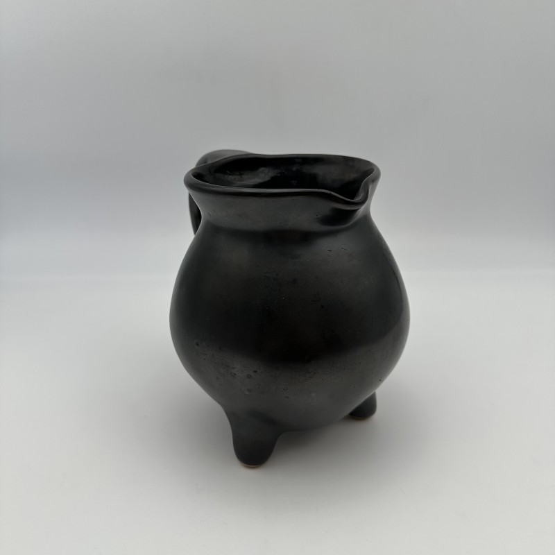 Black Ceramic Tripod Pitcher | 1950s-1960s Studio Pottery