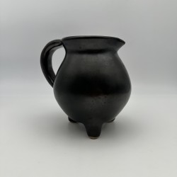 Black Ceramic Tripod Pitcher | 1950s-1960s Studio Pottery