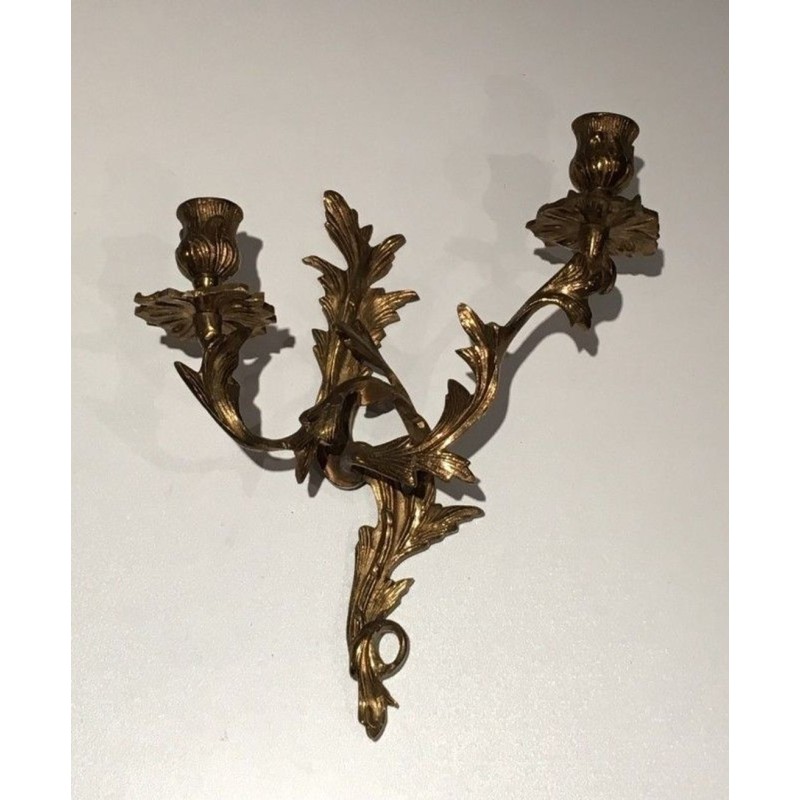 Pair of Louis the 15th style Gold Gilt Bronze Sconces