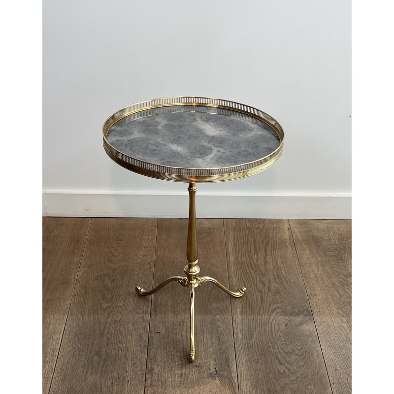 Guéridon Laiton & Miroir Églomisé | Maison Jansen Vers 1940