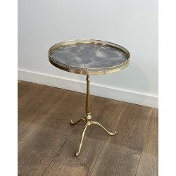 Guéridon Laiton & Miroir Églomisé | Maison Jansen Vers 1940