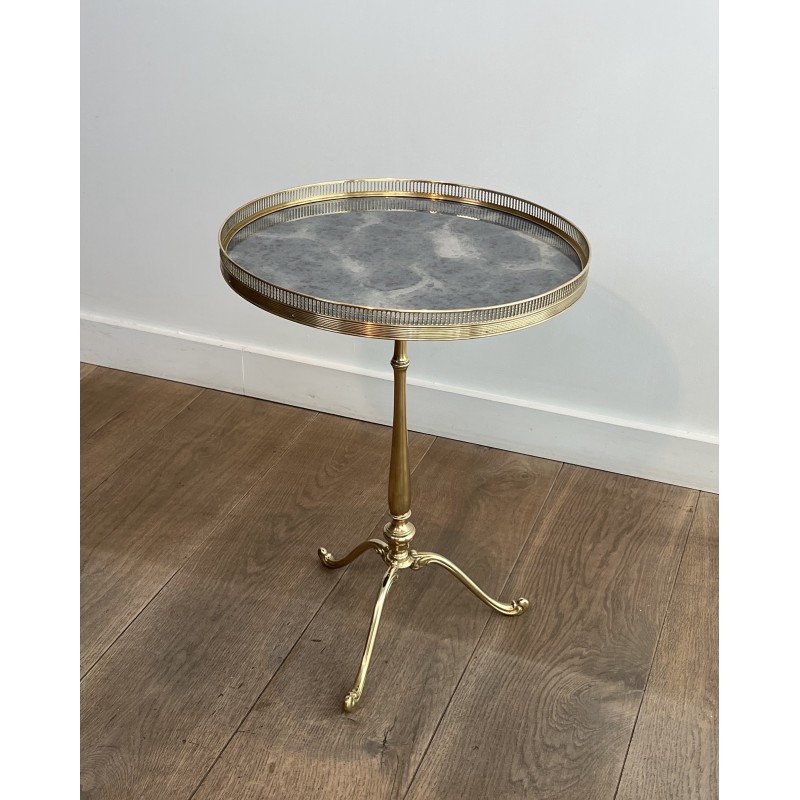 Guéridon Laiton & Miroir Églomisé | Maison Jansen Vers 1940