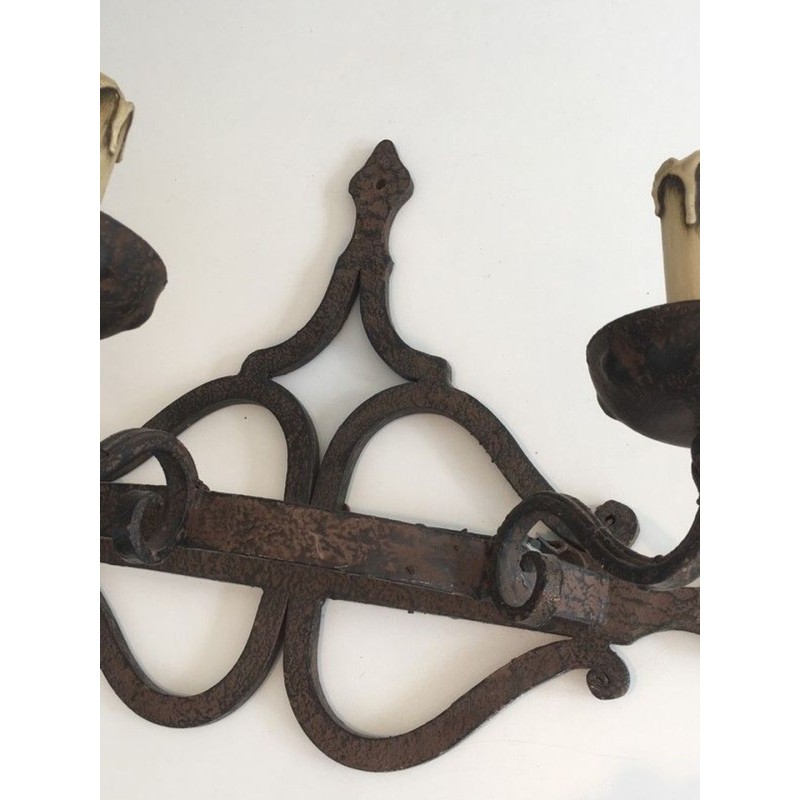 Large Wrought Iron Wall Sconce