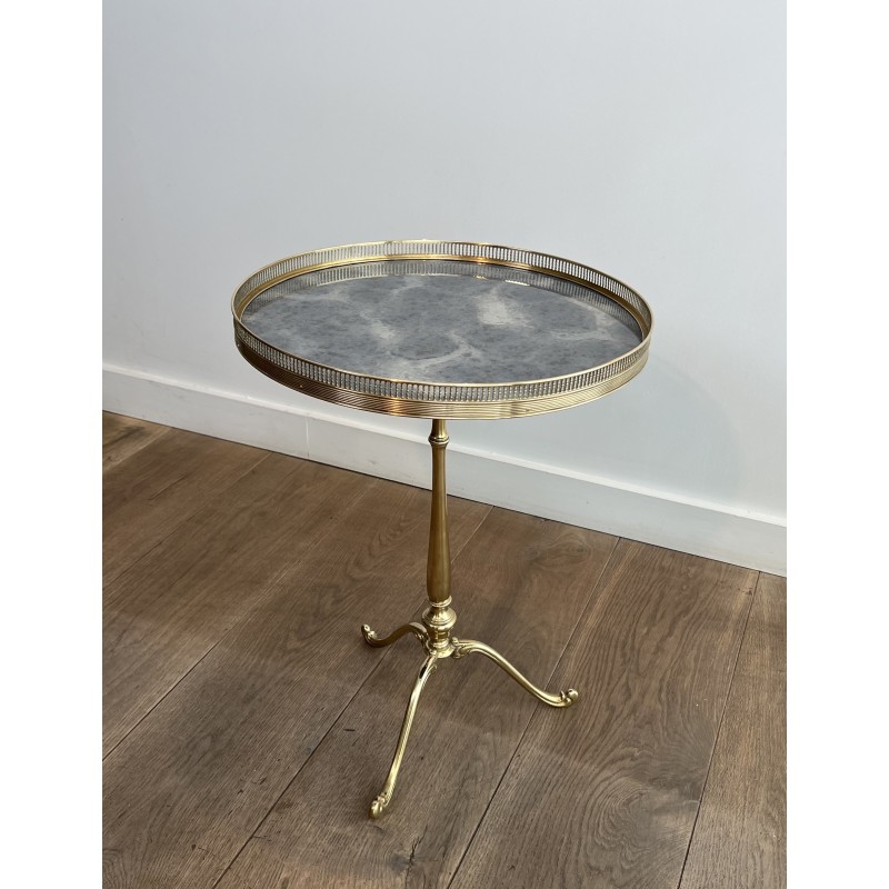 Guéridon Laiton & Miroir Églomisé | Maison Jansen Vers 1940