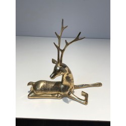 Engraved Bronze Stag Sculptures | 1970s French Animalier Art