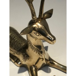 Engraved Bronze Stag Sculptures | 1970s French Animalier Art