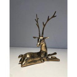 Engraved Bronze Stag Sculptures | 1970s French Animalier Art
