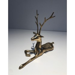 Engraved Bronze Stag Sculptures | 1970s French Animalier Art