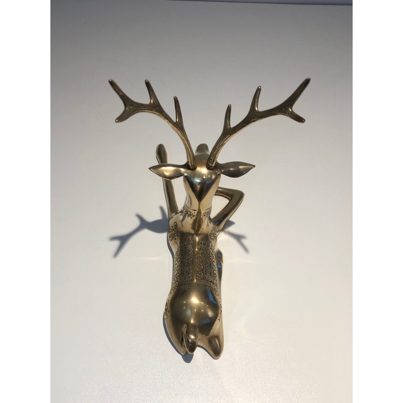 Engraved Bronze Stag Sculptures | 1970s French Animalier Art