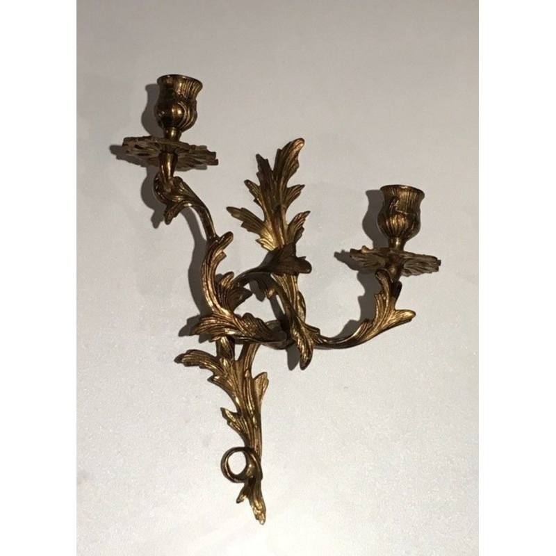 Pair of Louis the 15th style Gold Gilt Bronze Sconces