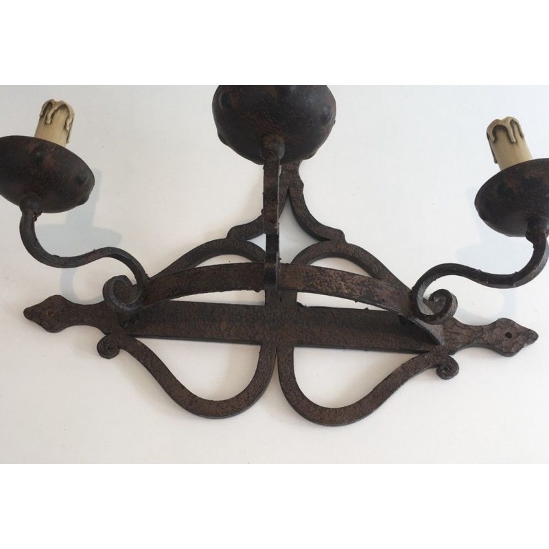 Large Wrought Iron Wall Sconce