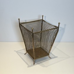 Corbeille à Papier Treillage Laiton | Accessoire Bureau Années 1950