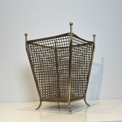 Corbeille à Papier Treillage Laiton | Accessoire Bureau Années 1950