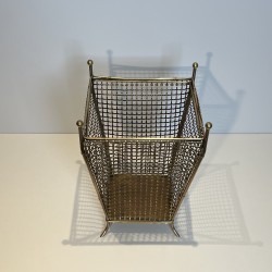 Corbeille à Papier Treillage Laiton | Accessoire Bureau Années 1950