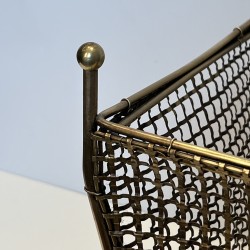Corbeille à Papier Treillage Laiton | Accessoire Bureau Années 1950