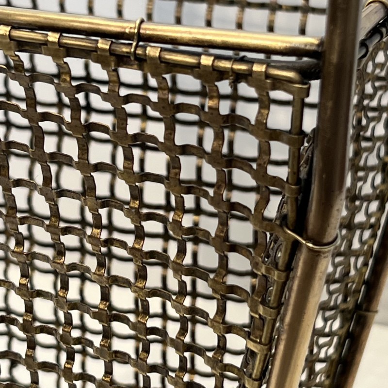 Corbeille à Papier Treillage Laiton | Accessoire Bureau Années 1950
