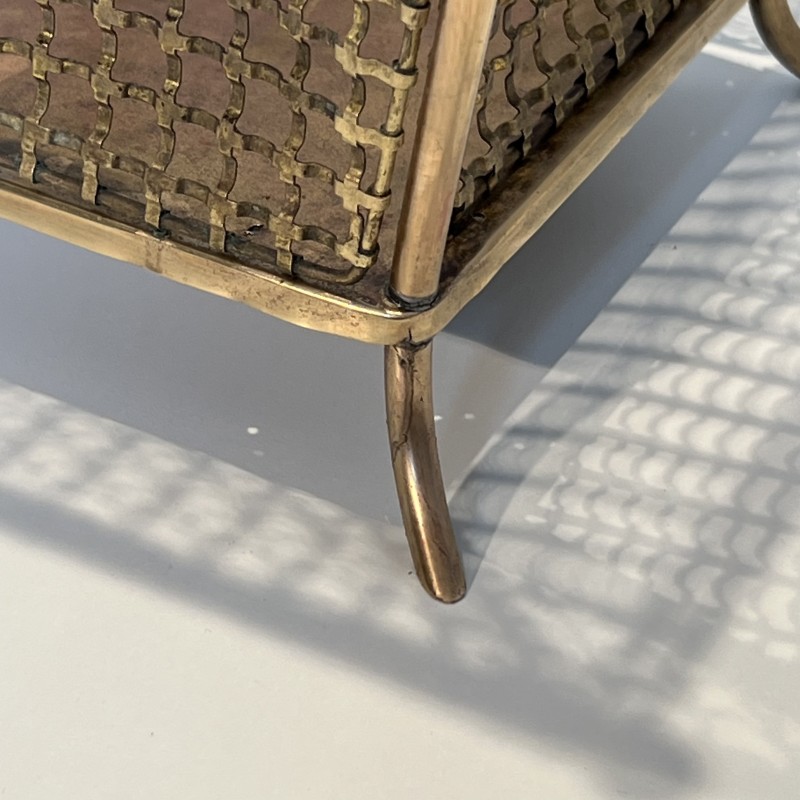 Corbeille à Papier Treillage Laiton | Accessoire Bureau Années 1950