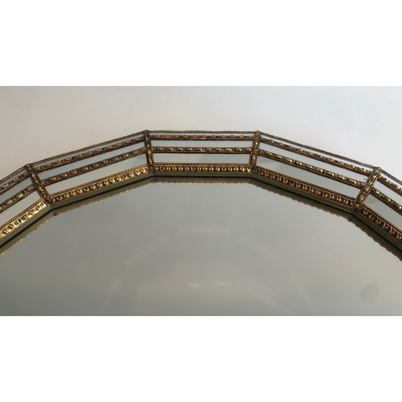 Miroir Octogonal Multi-Facettes Guirlandes Laiton | Années 70