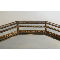 Miroir Octogonal Multi-Facettes Guirlandes Laiton | Années 70