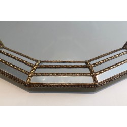Octagonal Multi-Faceted Mirror Brass Garlands | 1970s