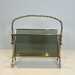 Porte-Revues Laiton Faux-Bambou | Maison Baguès Années 1970