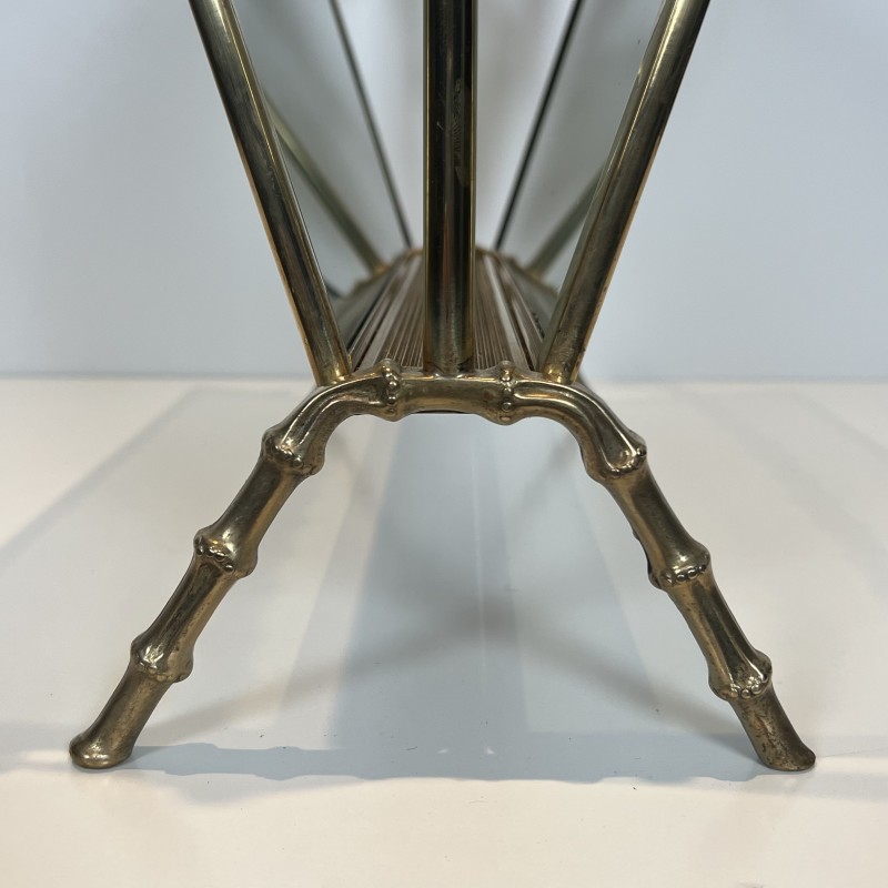 Faux-Bamboo Brass Magazine Rack | Maison Baguès 1970s