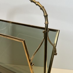 Faux-Bamboo Brass Magazine Rack | Maison Baguès 1970s