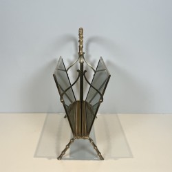 Faux-Bamboo Brass Magazine Rack | Maison Baguès 1970s