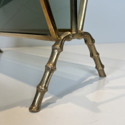 Faux-Bamboo Brass Magazine Rack | Maison Baguès 1970s