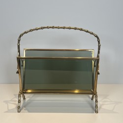 Porte-Revues Laiton Faux-Bambou | Maison Baguès Années 1970