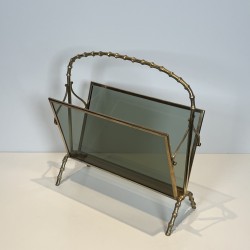 Porte-Revues Laiton Faux-Bambou | Maison Baguès Années 1970