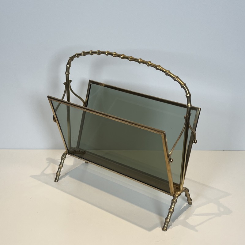 Porte-Revues Laiton Faux-Bambou | Maison Baguès Années 1970