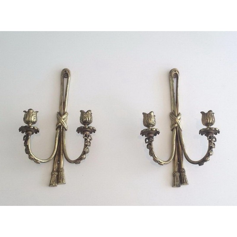 Paire d'Appliques de Style Louis XVI en Bronze