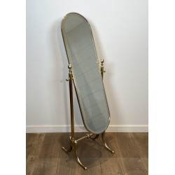 Miroir Psyché Laiton Poli | Miroir sur Pied Néoclassique Vintage