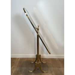 Brass Cheval Mirror Psyché | Vintage Neoclassical Standing Mirror