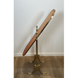 Brass Cheval Mirror Psyché | Vintage Neoclassical Standing Mirror