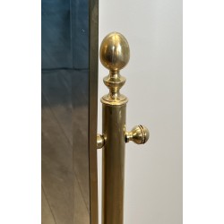 Brass Cheval Mirror Psyché | Vintage Neoclassical Standing Mirror